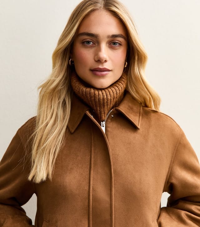 New Look Women's Tan Faux Suede Bubble Hem Jacket New Look - 3