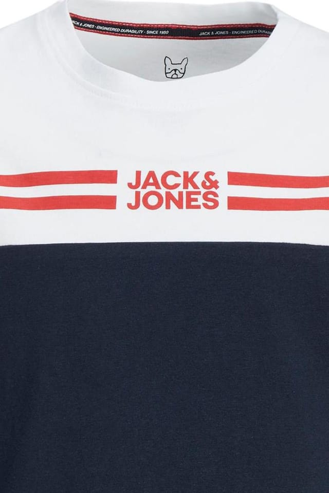 jack & jones Jack & Jones Men's Junior Cotton Logo Tee & Shorts 2 Pcs Set, White in Navy - 3
