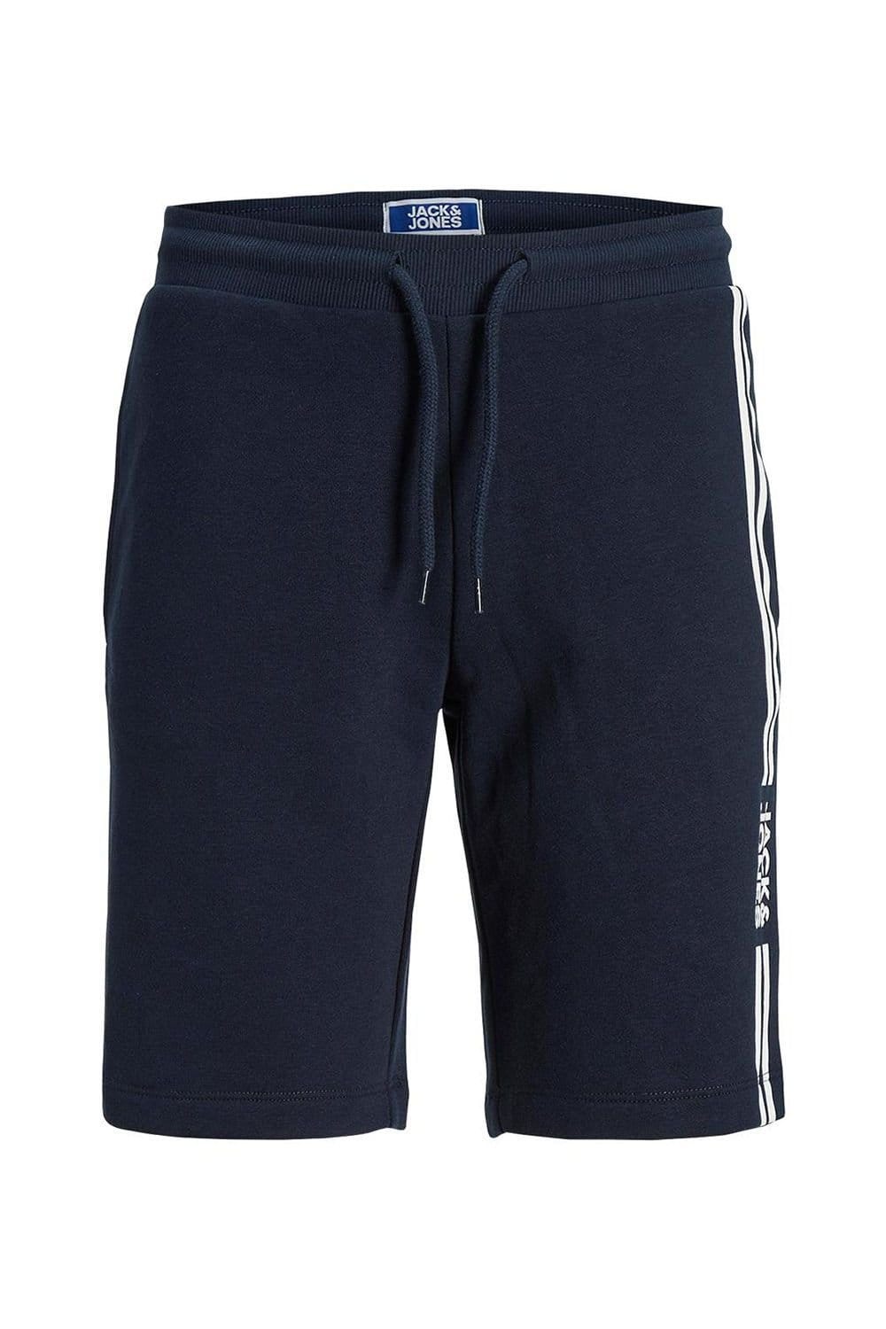 jack & jones Jack & Jones Men's Junior Cotton Logo Tee & Shorts 2 Pcs Set, White in Navy - 4