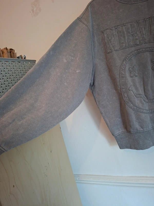 Primark Nirvana Grey Washed Effect Embroidered Sweatshirt | Primark | Size XXS / 2XS