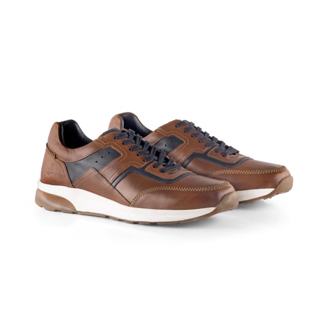 Amen Shoes Amen Shoes Men's Cameron Leather Dress Trainers in Tan - 2
