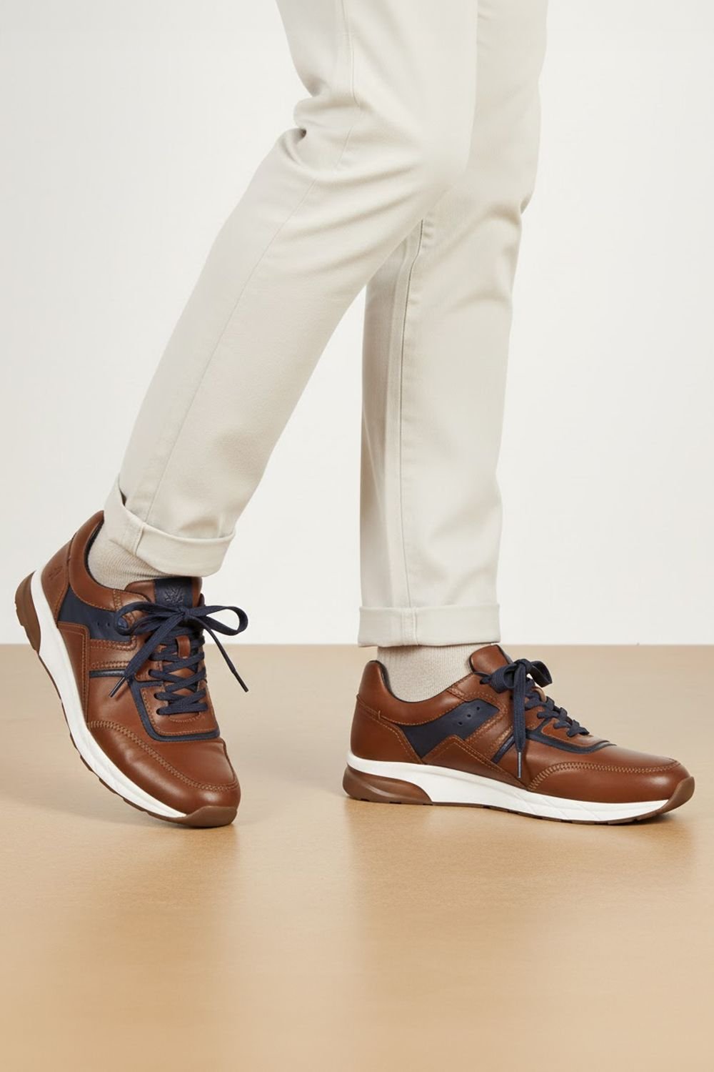 Amen Shoes Amen Shoes Men's Cameron Leather Dress Trainers in Tan - 3