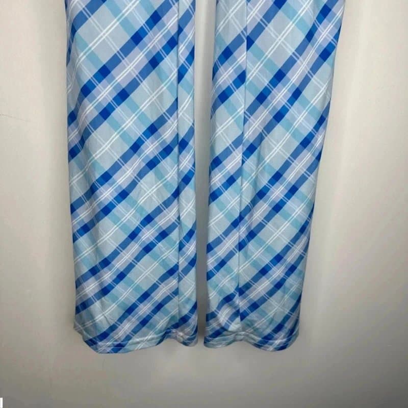 ASOS Asos Collusion Jumpsuit UK 8 Blue Green Check Tartan Strapless Flared Leg