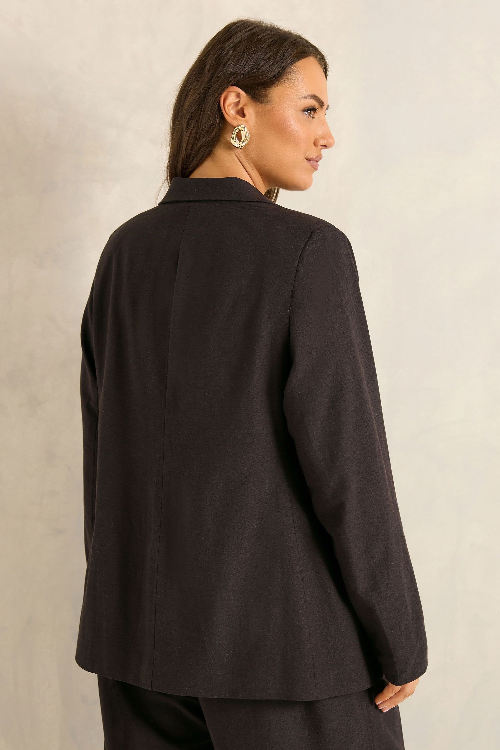 Evans Evans Women's Linen Blazer in Chocolate - 4