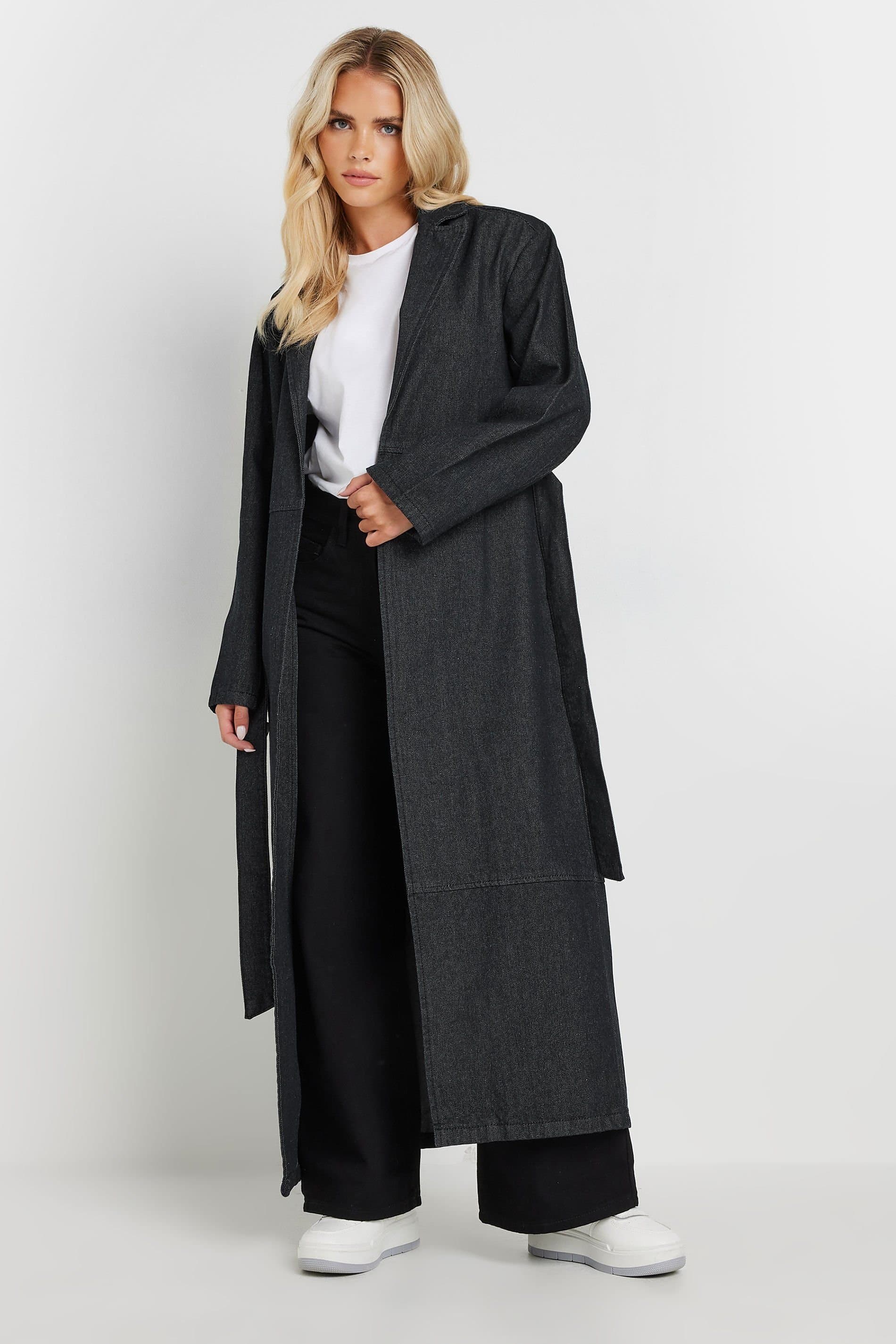 PixieGirl PixieGirl Black Cotton Denim Trench Coat