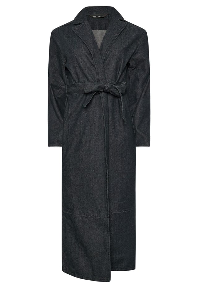 PixieGirl PixieGirl Women's Petite Denim Trench Coat in Black - 2