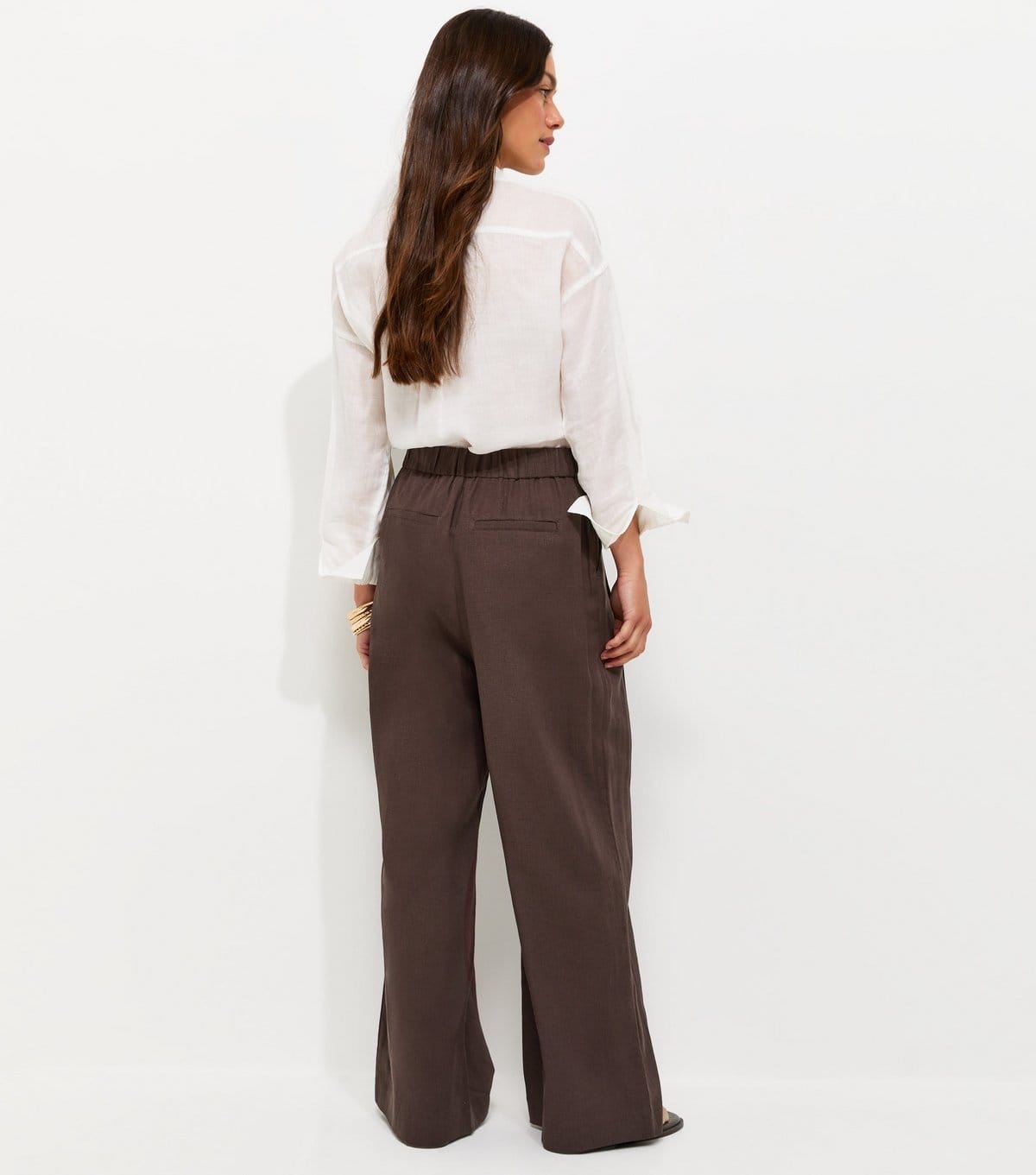 New Look Women's Petite Brown Linen Rich Tailored Trousers New Look - 4