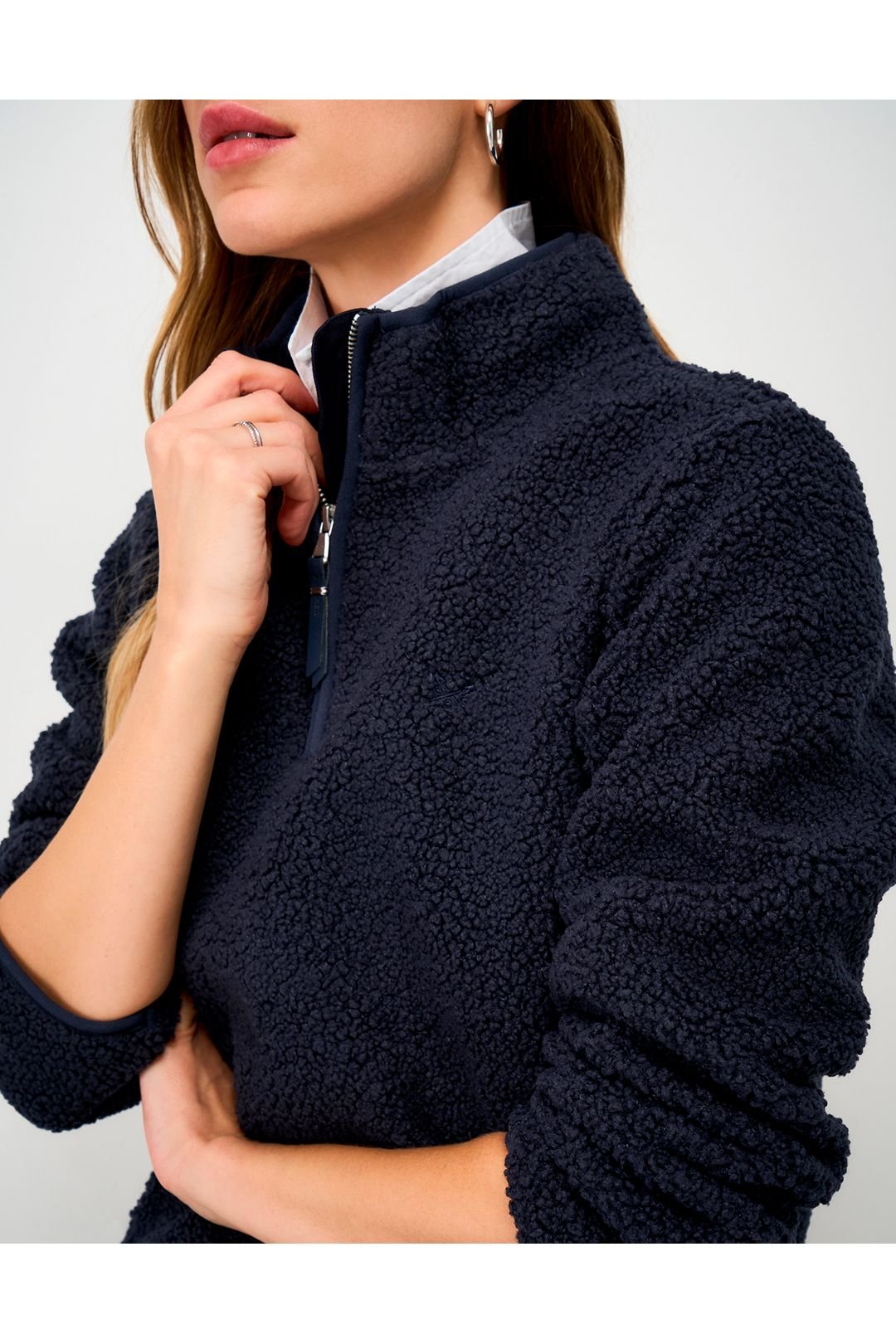 Crew Clothing Crew Clothing Women's Borg Boucle Bonded Half Zip Navy - 3