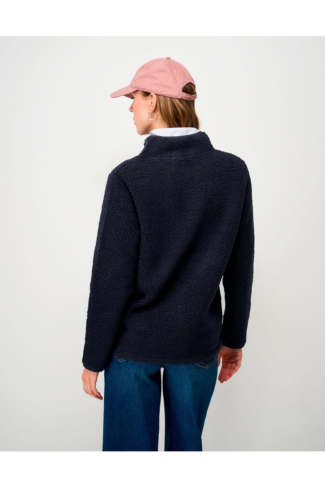 Crew Clothing Crew Clothing Women's Borg Boucle Bonded Half Zip Navy - 4