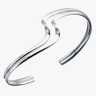 T.H.Baker T.H.Baker Women's Silver Wave Open Ended Bangle GK-B480