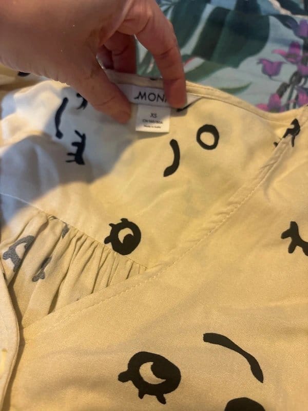 Monki Cream Smiley Face Embroidered Dress Size 6