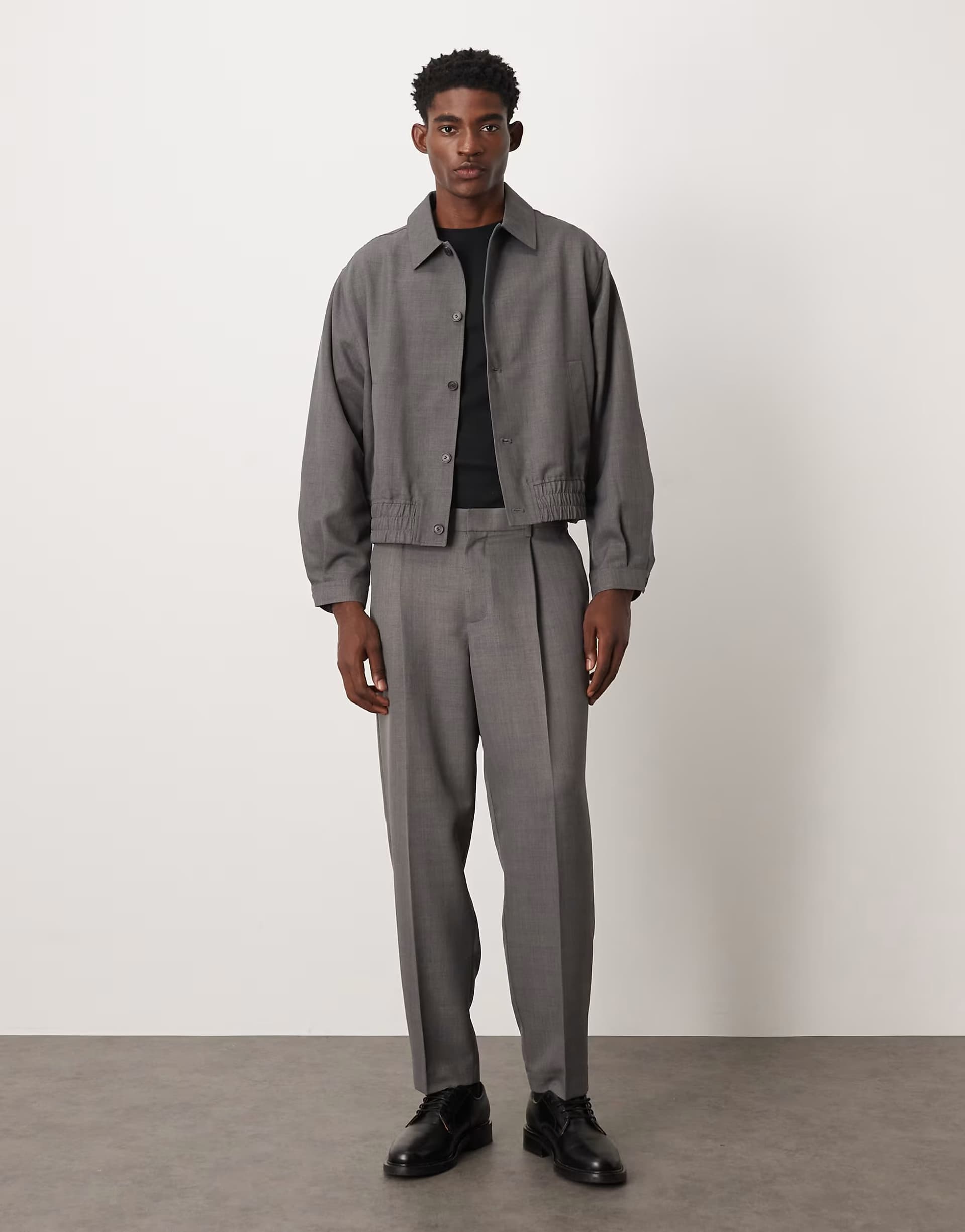 ASOS ASOS DESIGN smart co-ord half elasticated oversize tapered trousers in grey melange