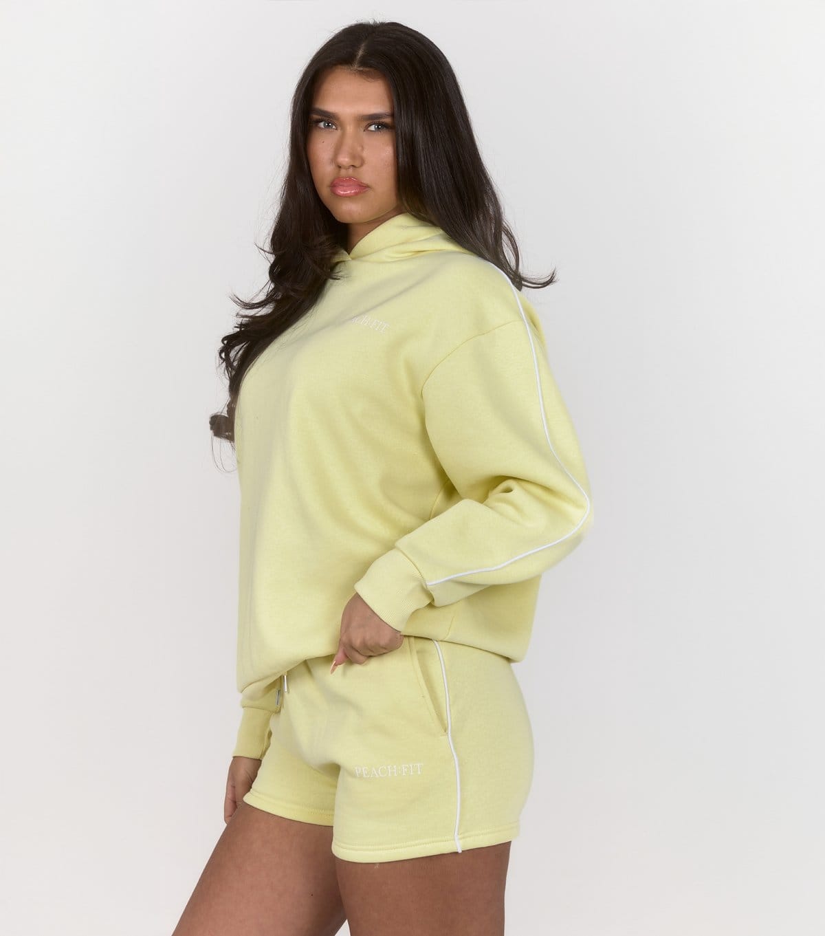Peach Fit Women's Bright Yellow Side Trim Heather Shorts Peach Fit New Look - 4
