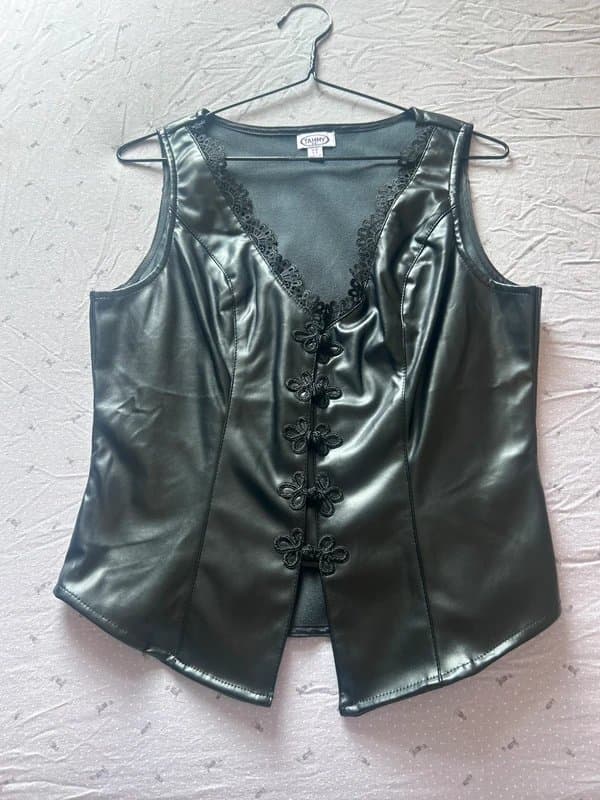Tammy girl 🖤 Faux Leather Lace Trim Corset Top (ASOS Style) 🖤