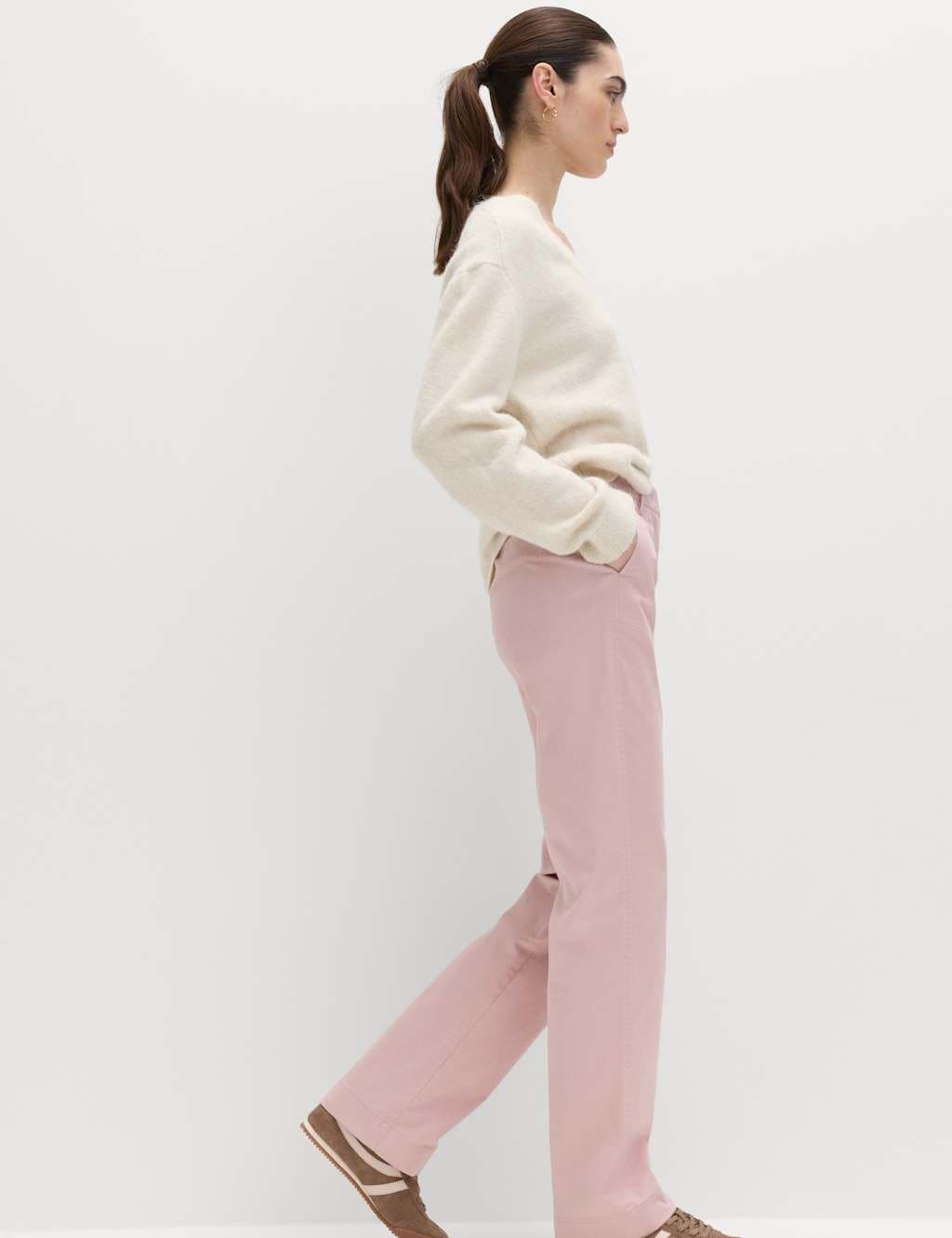 Marks & Spencer M&S Pink Shell Stretch Straight Leg Chinos