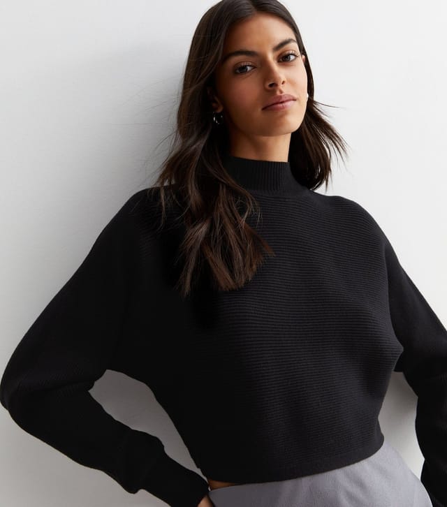 New Look Women's Black Ribbed Knit Crop Jumper New Look - 3
