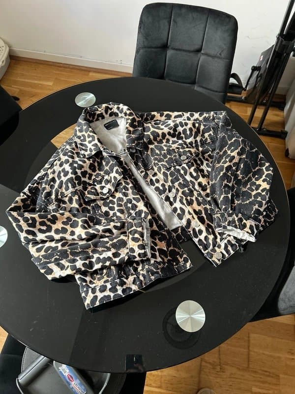 ASOS Leopard print oversized denim jacket