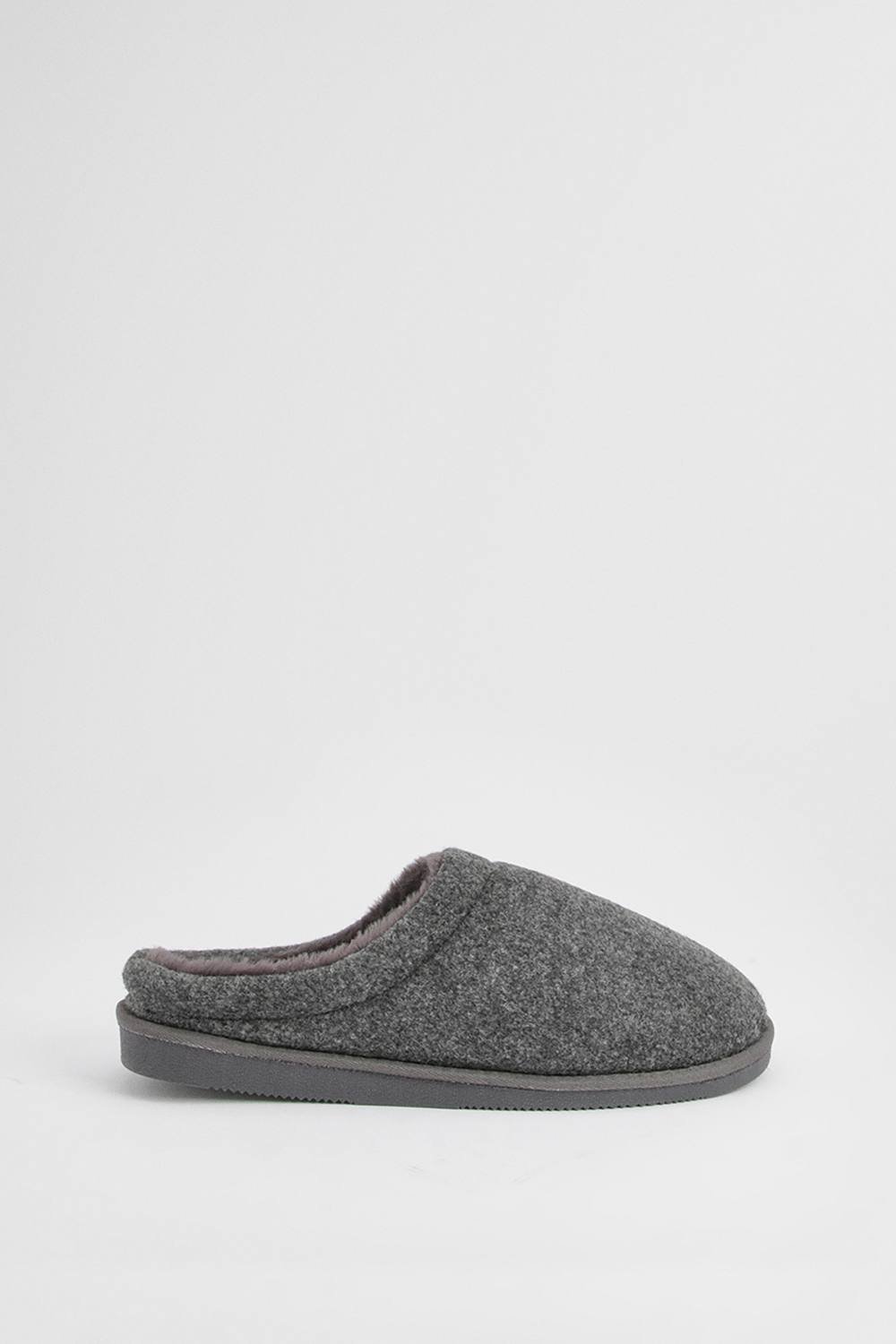 Maine Maine Men's Charcoal Faux Fur Lined Mule Slippers - 2