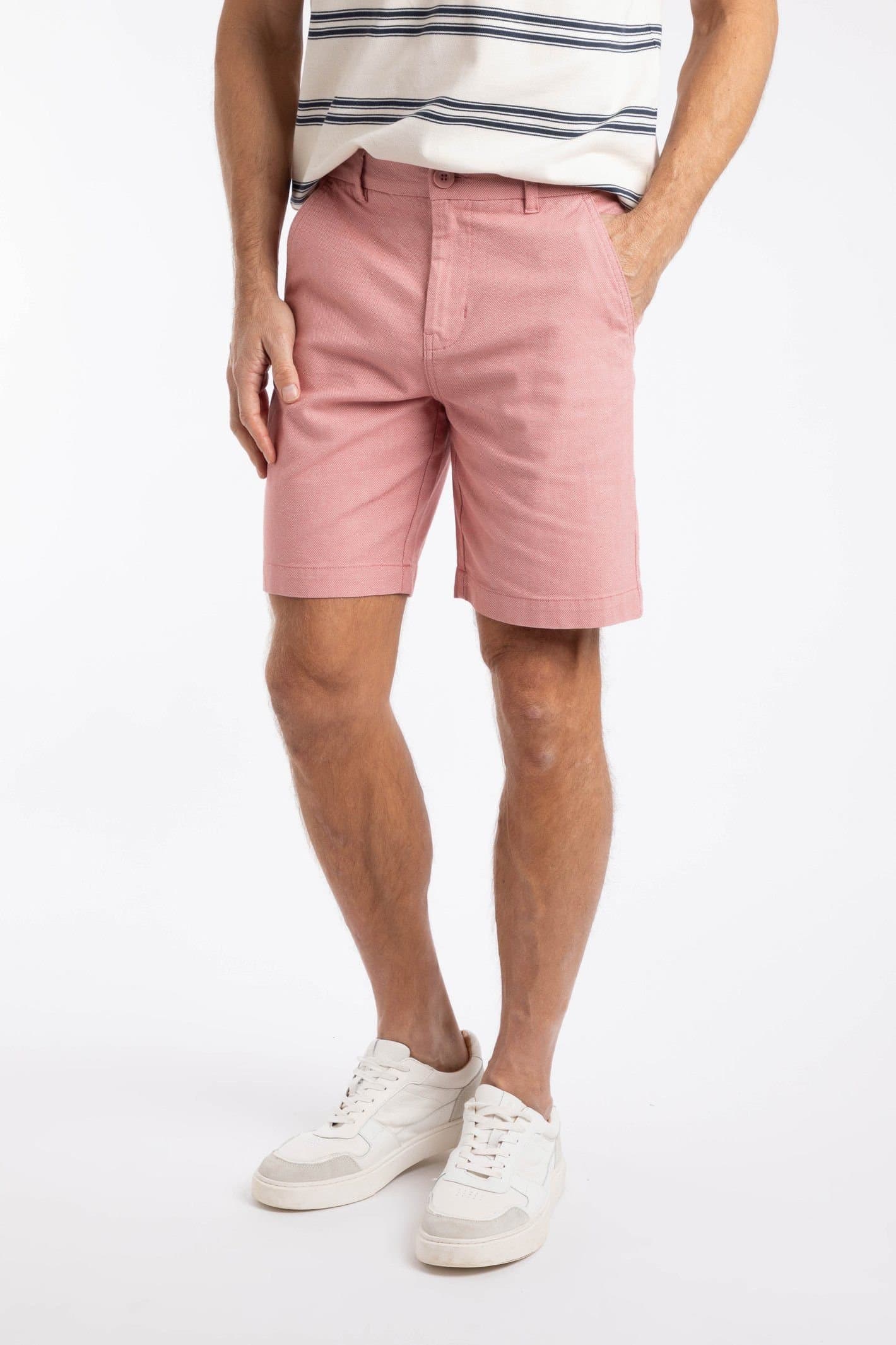 Weird Fish Weird Fish Men's Charleston Textured Chino Shorts in Light Red
