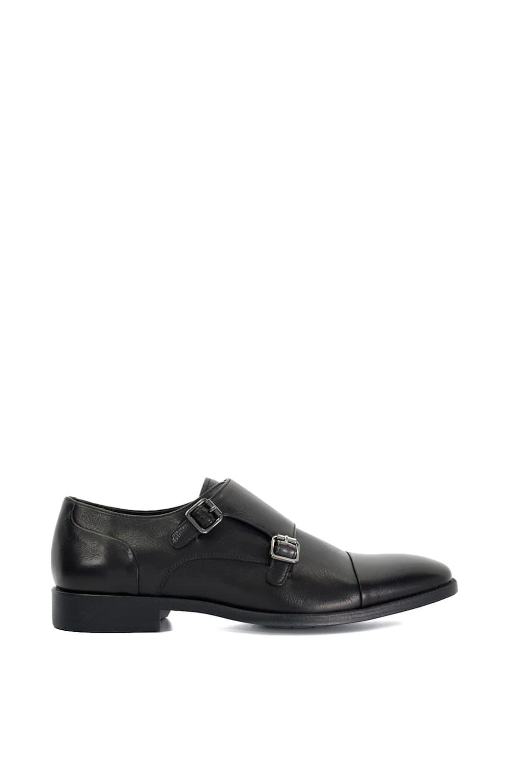 Dune London Dune London Men's Black Leather Monk Straps