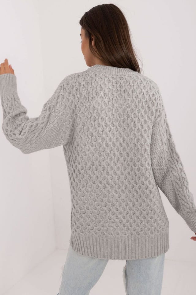 Love Lace Love Lace Women's Textured Button Up Casual Cardigan Sweater in Grey - 3