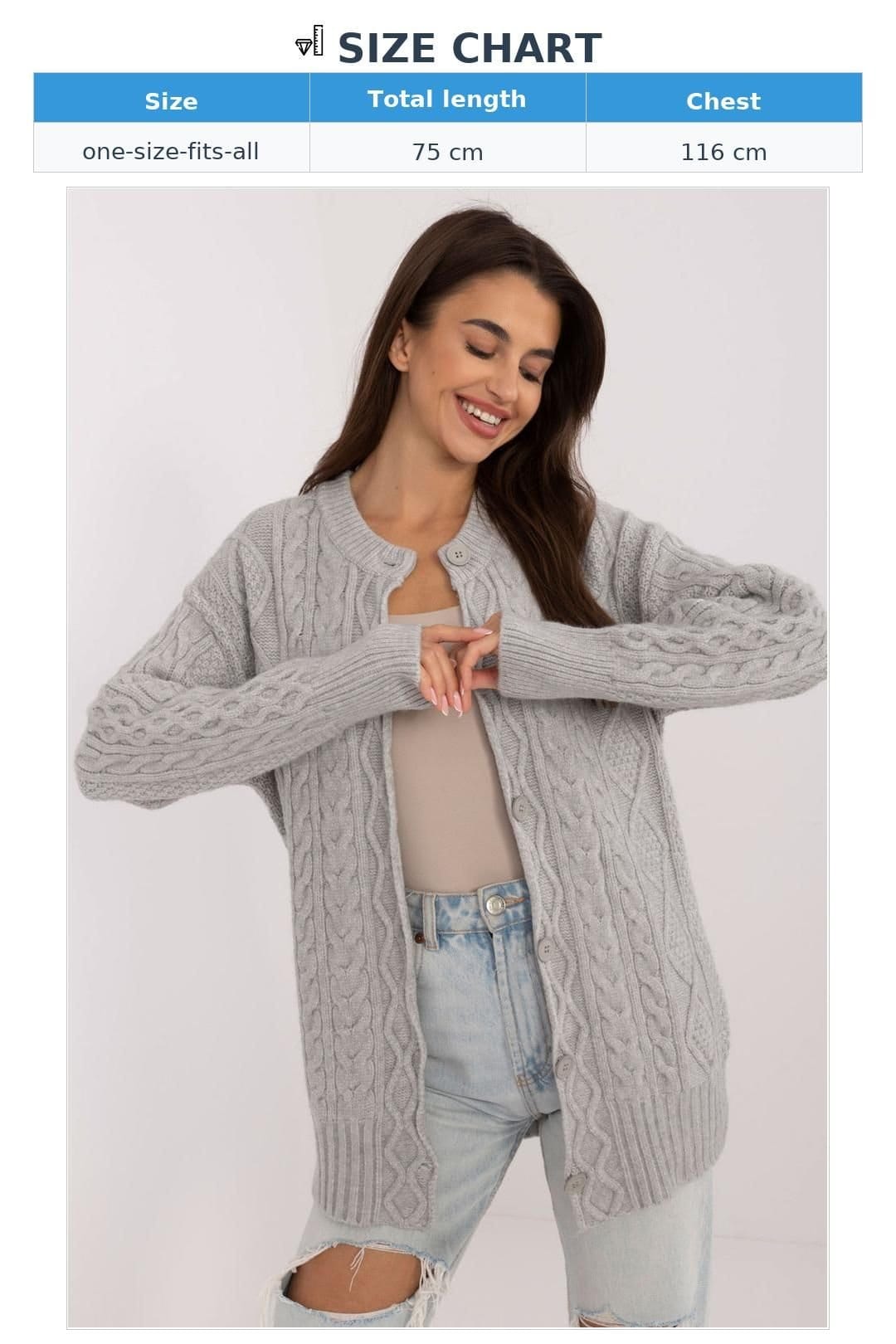 Love Lace Love Lace Women's Textured Button Up Casual Cardigan Sweater in Grey - 4