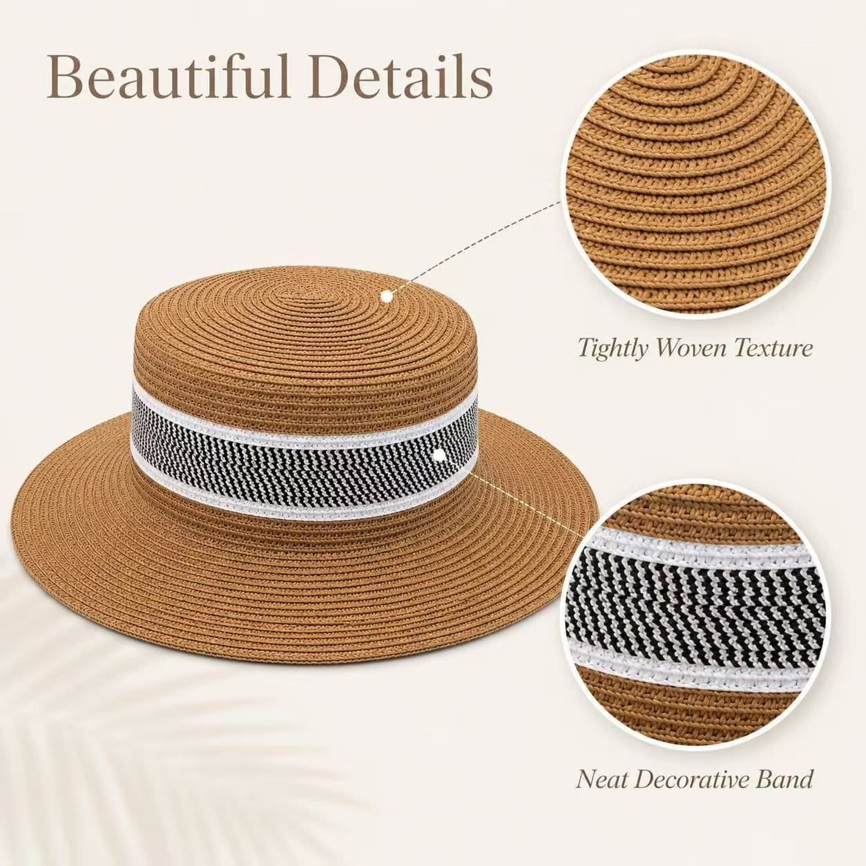 Chrisbella London Chrisbella London Elegant women's Summer Beach Hat in Tan - 4