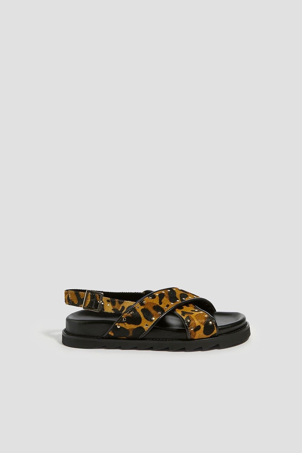 Monsoon Monsoon Women's Suki Stud Leopard Print Sandals Natural
