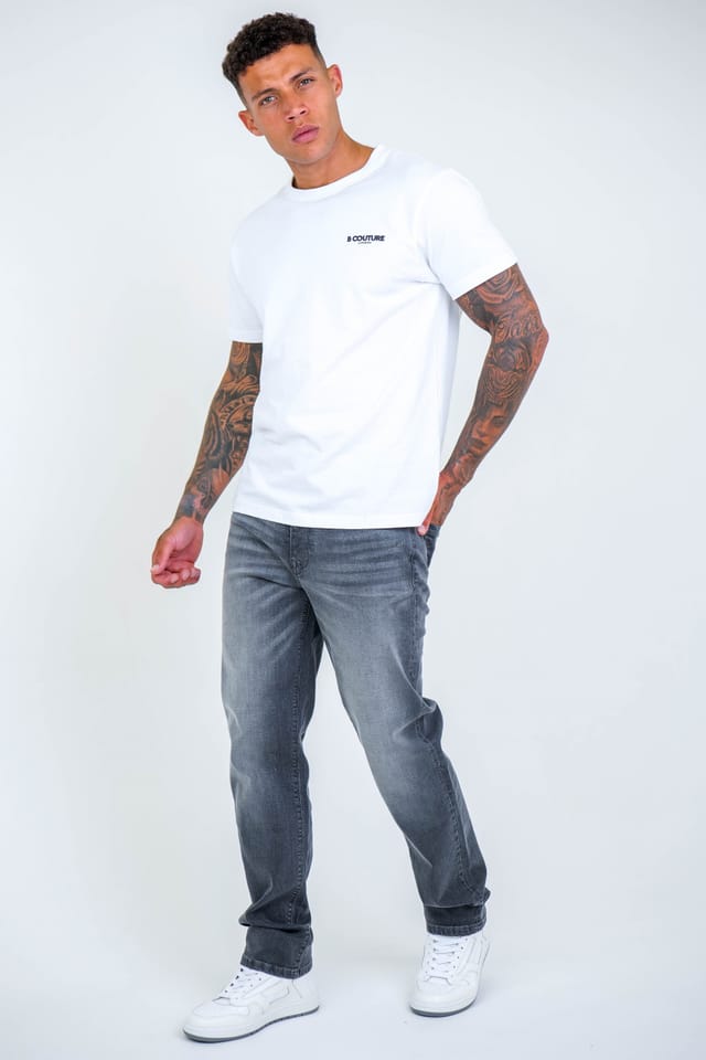 BCouture BCouture Men's Straight Fit Stretch Denim Jeans in Grey - 2