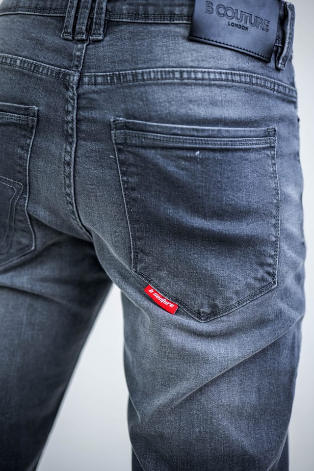 BCouture BCouture Men's Straight Fit Stretch Denim Jeans in Grey - 3