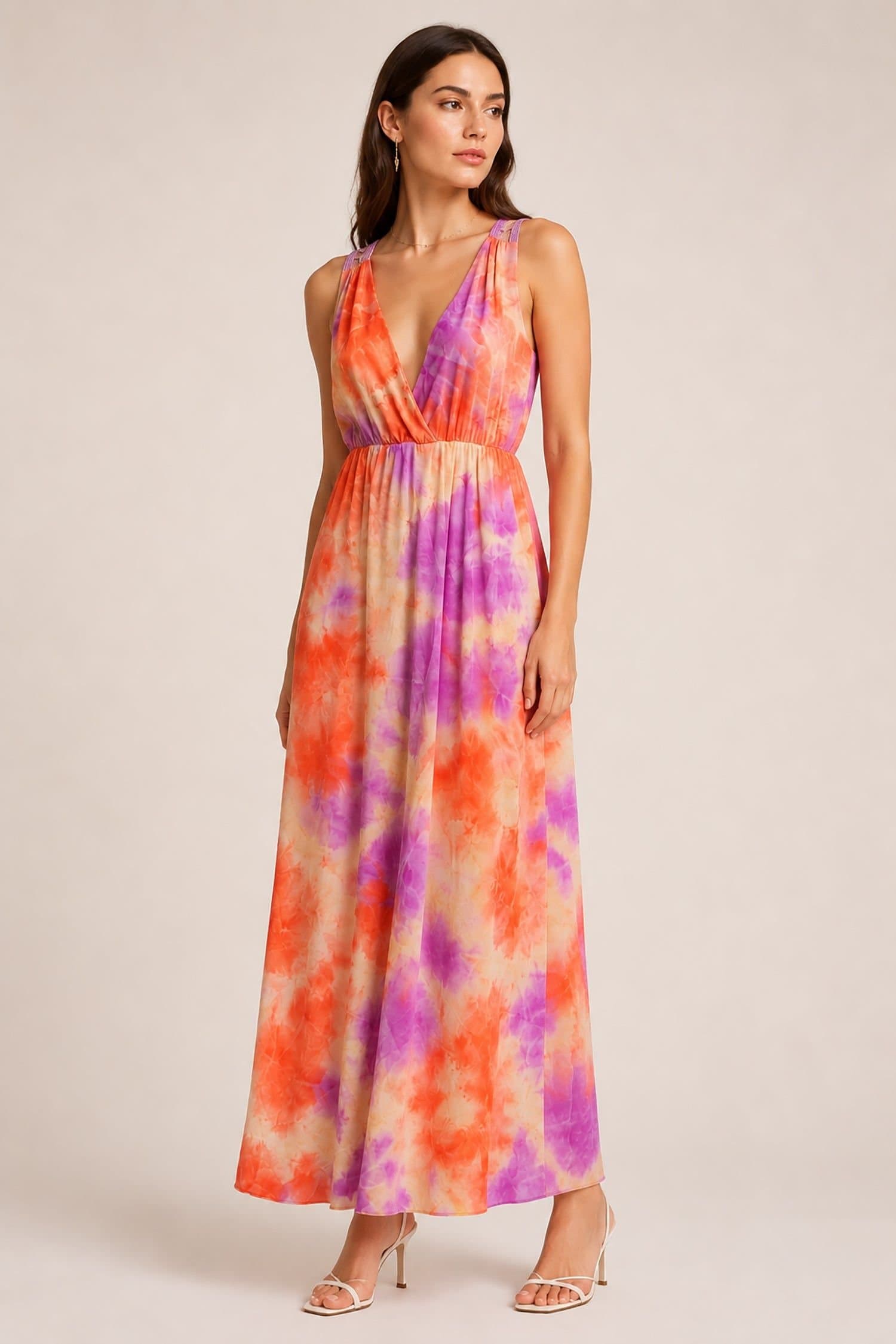 Cutie London Cutie London Women's Tie-Dye Lace Back Maxi Dress