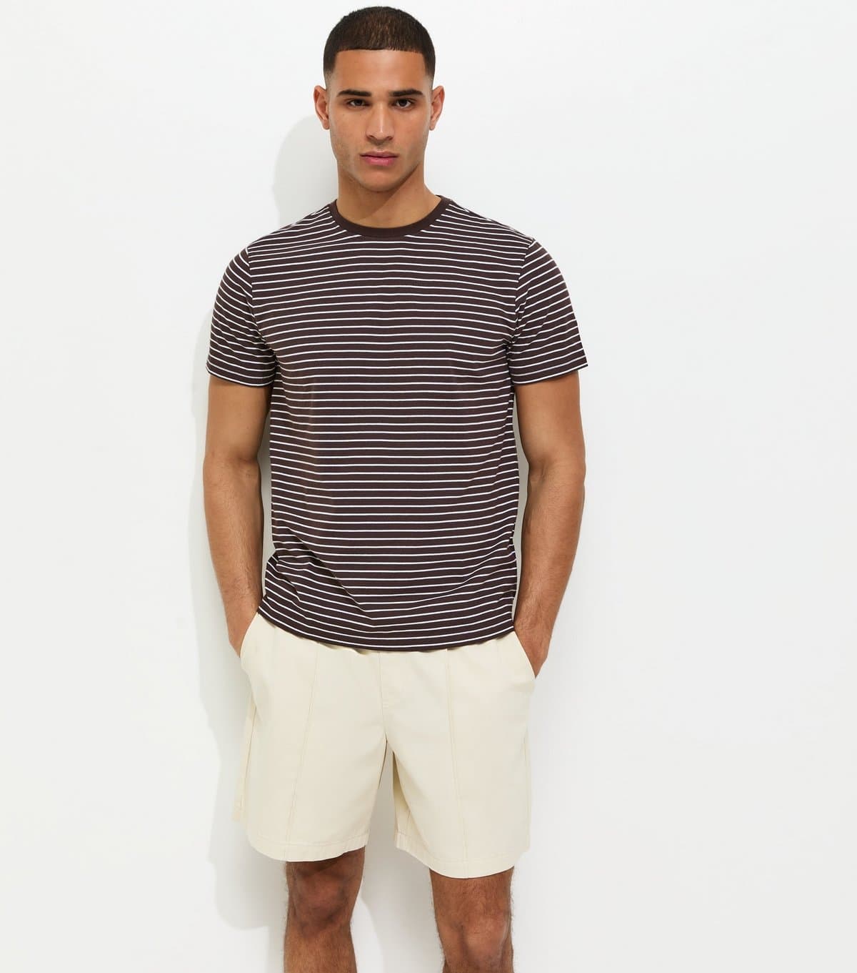 New Look New Look Brown Striped Jersey T-Shirt