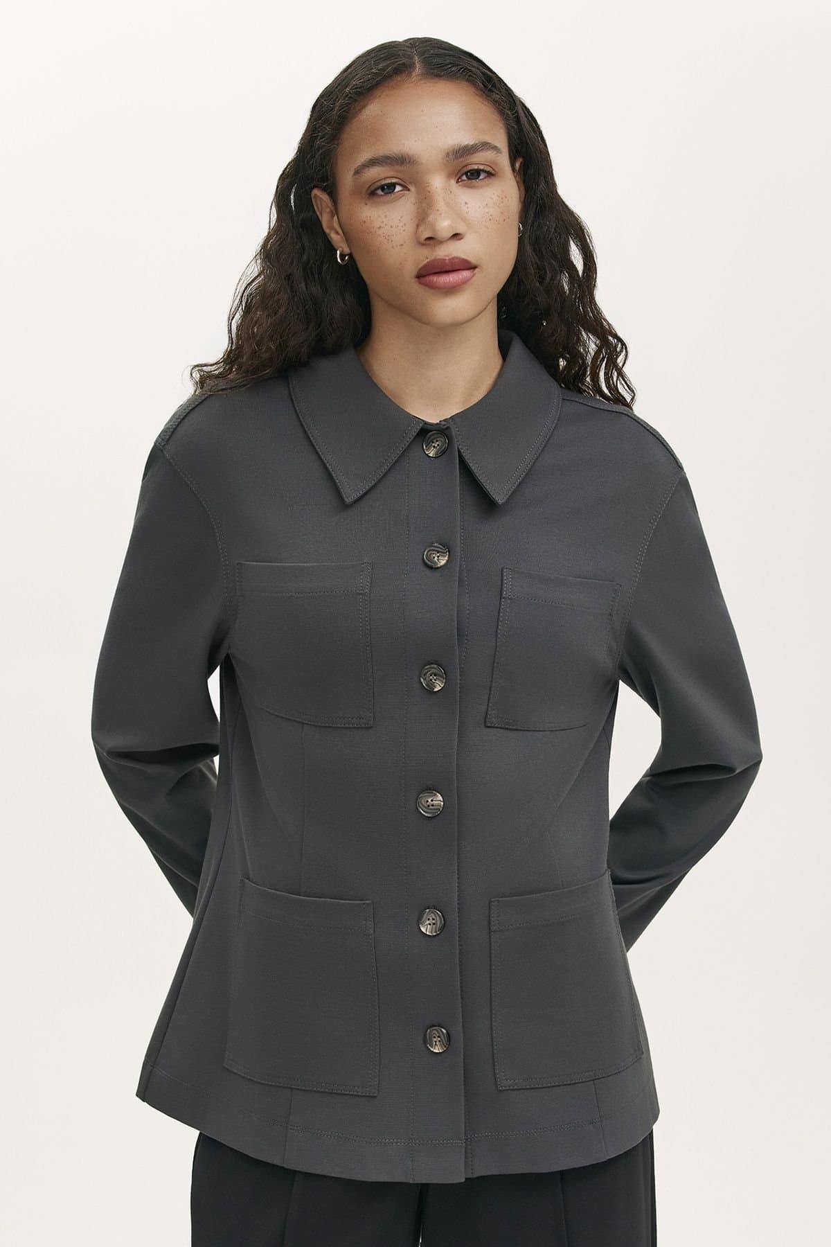 Finery London Finery London Dark Grey Jersey Collared Jacket