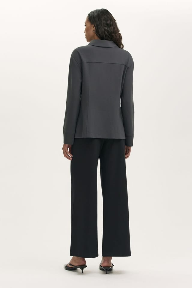 Finery London Finery London Women's Agness Ponte Jersey Collared Jacket in Dark Grey - 3
