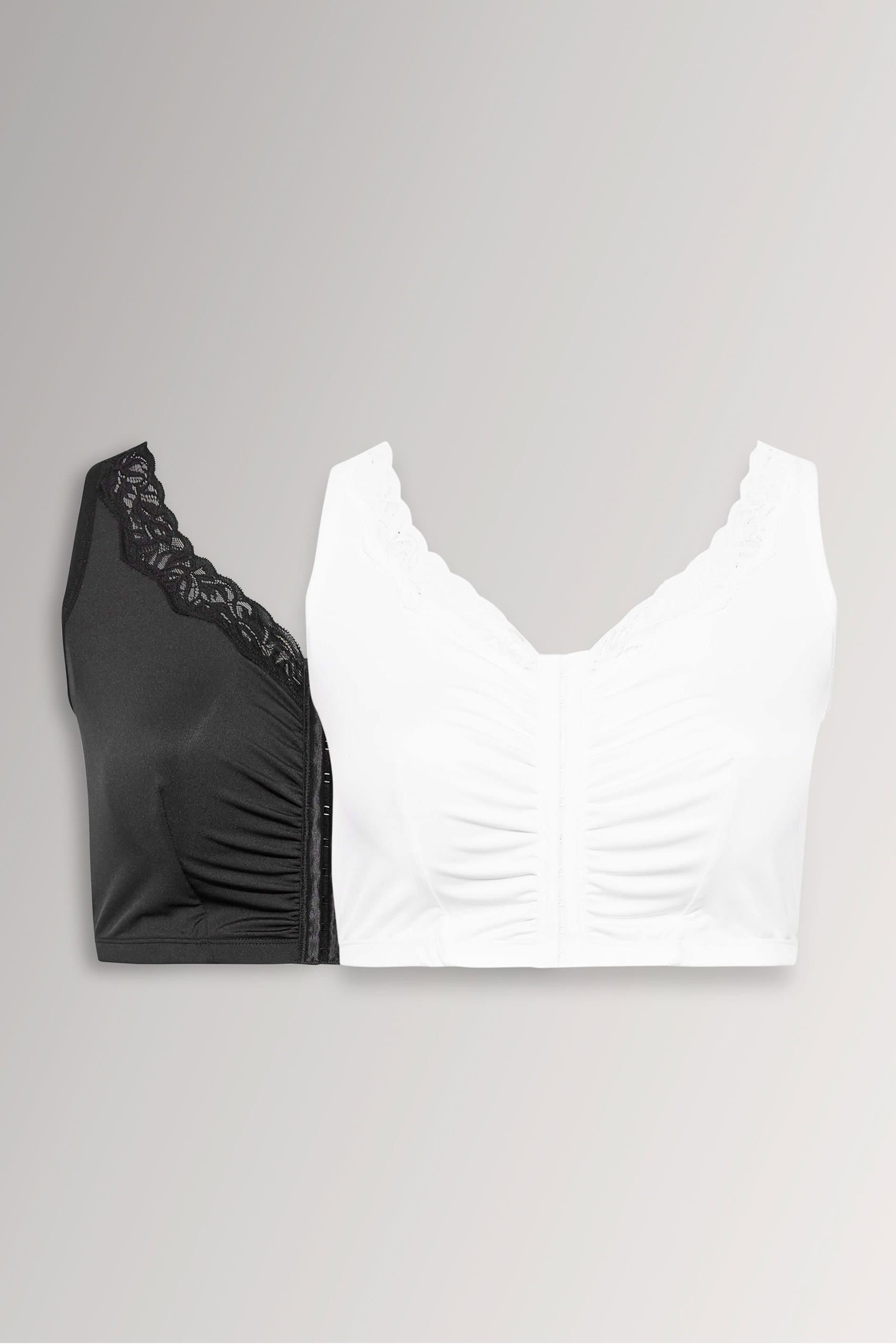 Yours Plus Size 2 Pack Black & White Non Padded Lace Trim Bras
