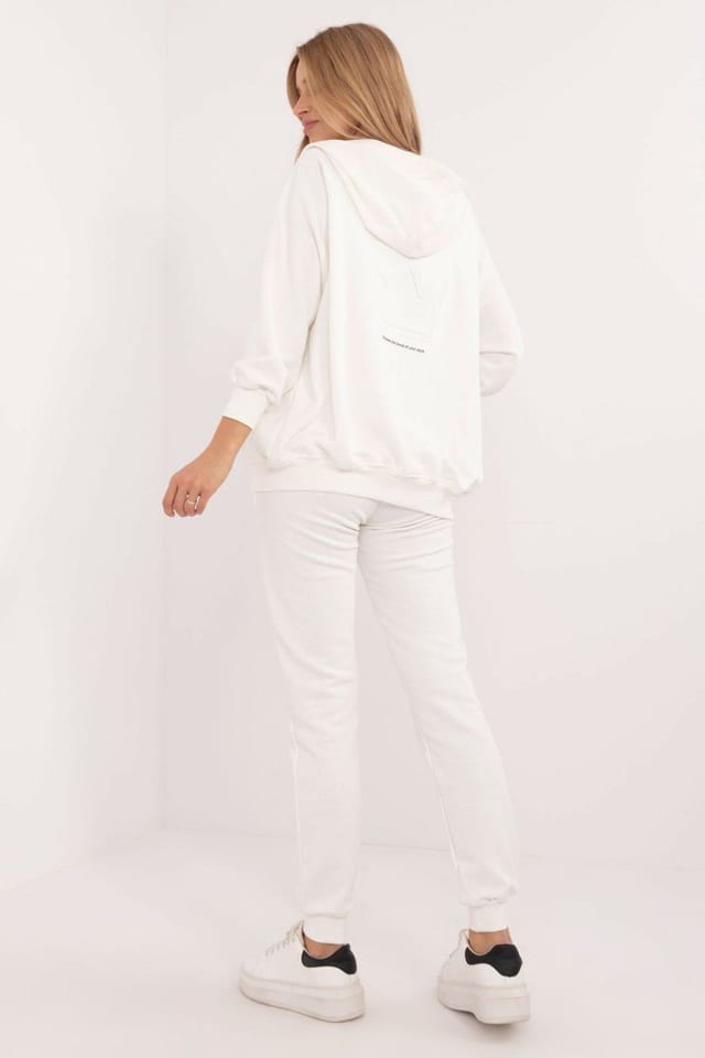 Love Lace Love Lace Women's Cotton Polyester Zip Hoodie Sweatpants Set in White - 3