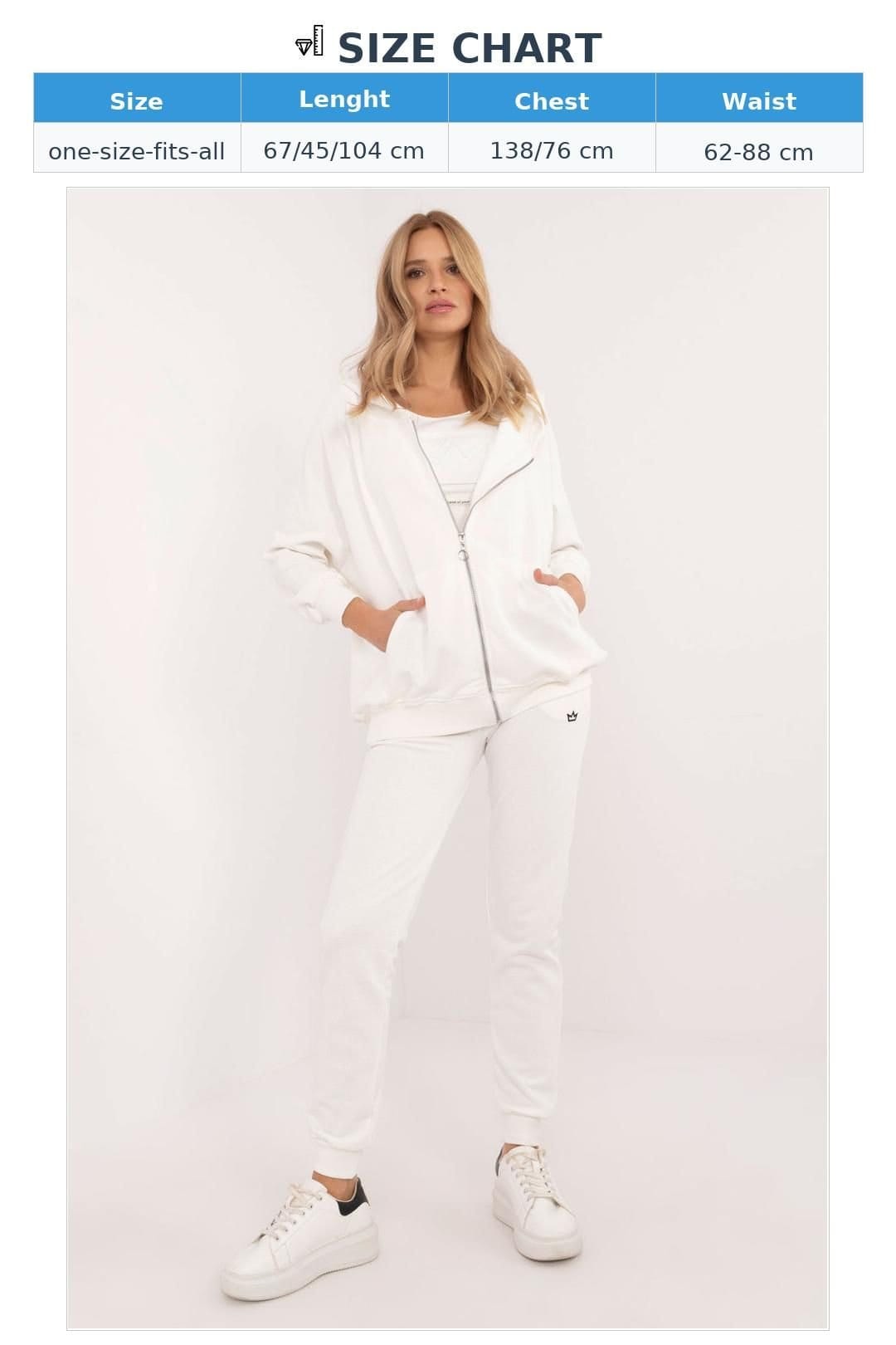 Love Lace Love Lace Women's Cotton Polyester Zip Hoodie Sweatpants Set in White - 4