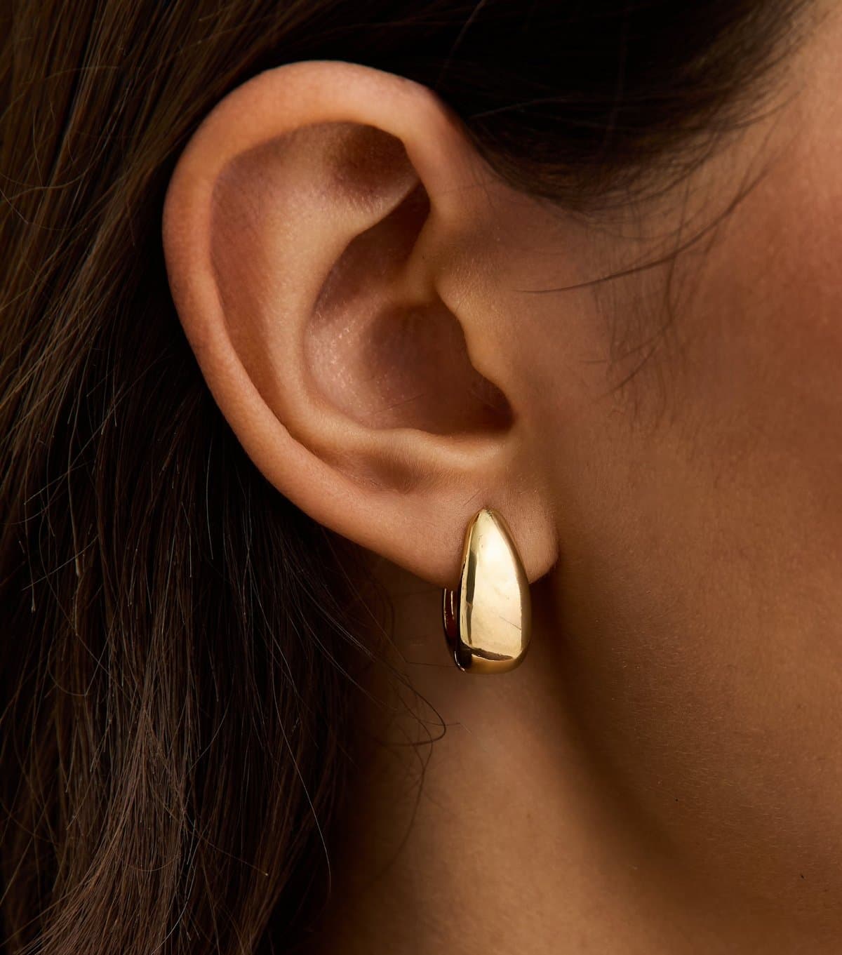 New Look New Look Gold Plated Oval Drop Hoop Earrings