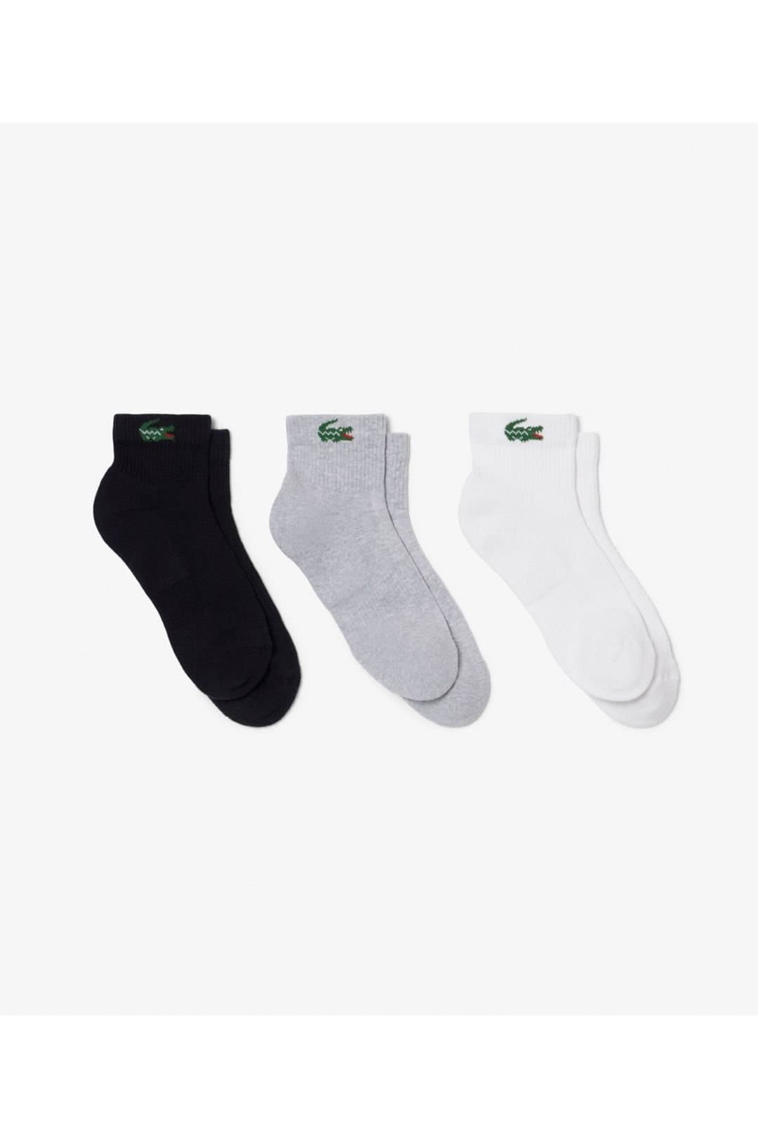 Lacoste Lacoste Men's 3 Pack Mid-Length Sport Socks Black/Grey/White