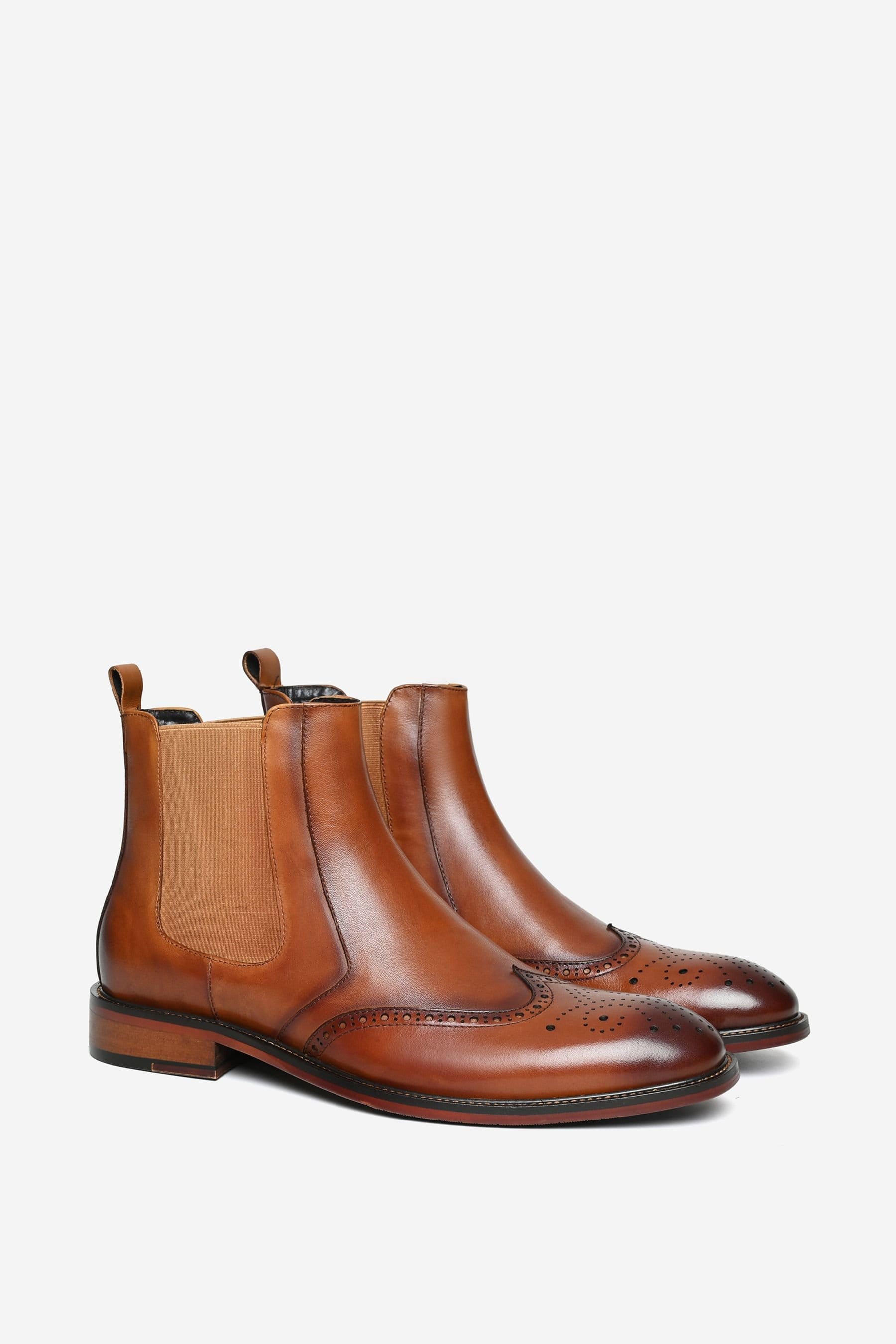 Alexander Pace Alexander Pace Men's 'Stokley' Premium Leather Chelsea Boots in Tan - 4