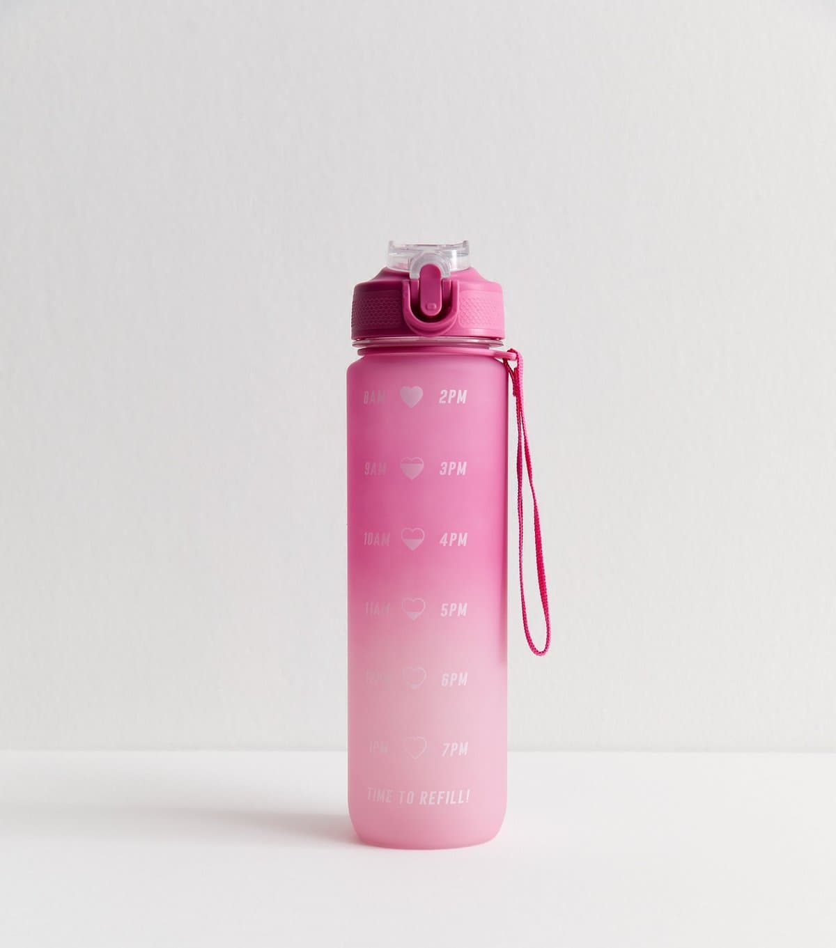 New Look Pink Ombre Pop Lid Straw 1L Time Marked Water Bottle New Look