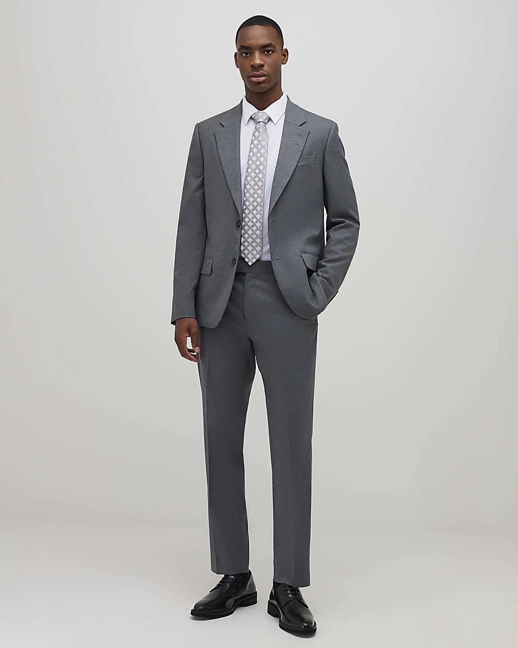 River Island Mens River Island Grey Slim Fit Suit Trousers