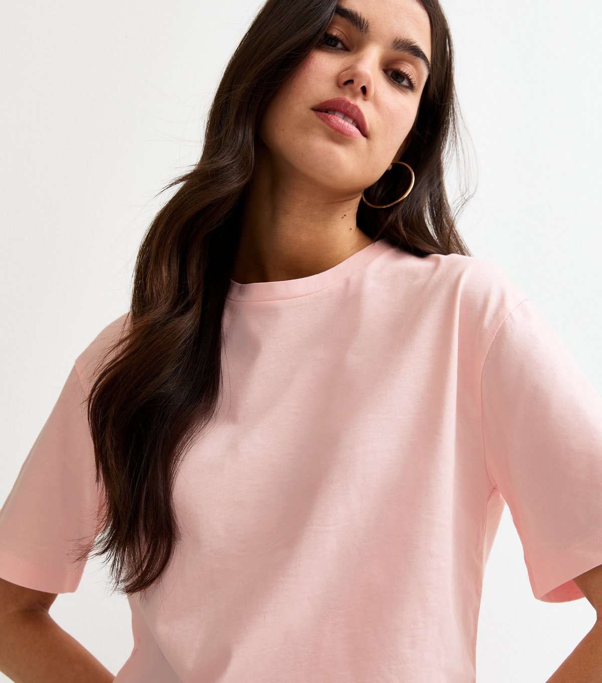 New Look Women's Pink Lace Hem Boxy T-Shirt New Look - 2