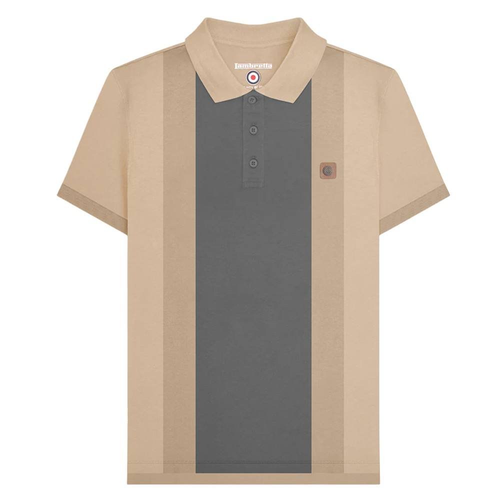 Lambretta Lambretta Men's Contrast Panel Vintage Polo Shirt in Stone - 2