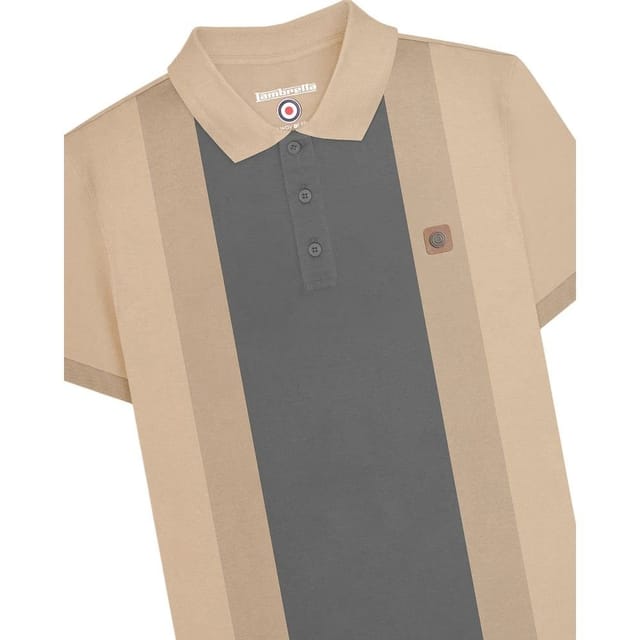 Lambretta Lambretta Men's Contrast Panel Vintage Polo Shirt in Stone - 3