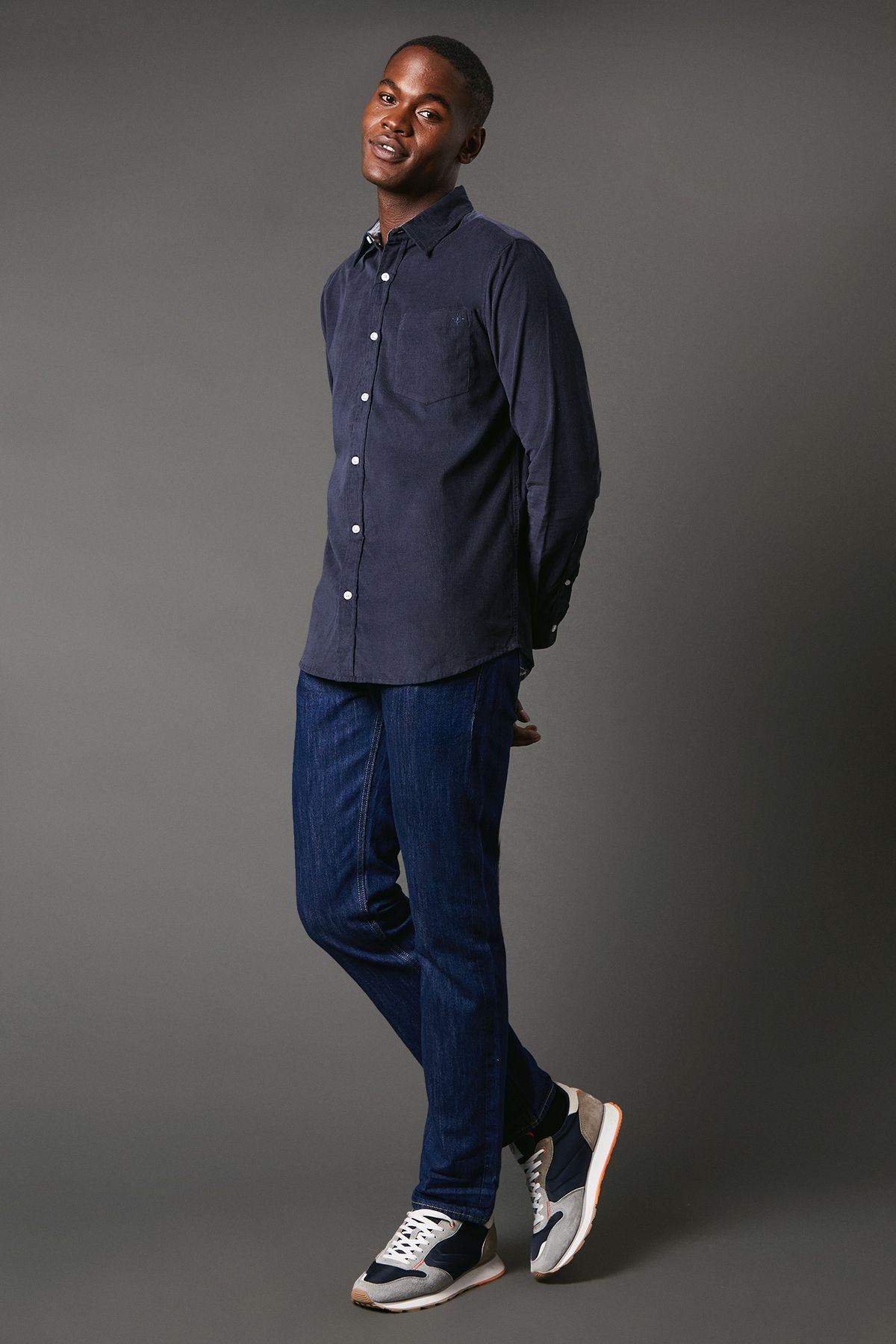 Maine Maine Men's Corduroy Long Sleeve Shirt in Dark Blue - 4