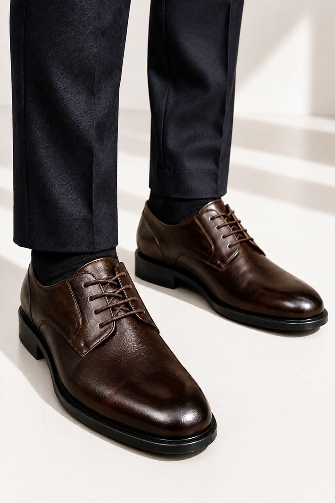 LARANGE LARANGE Men's Dark Brown Laceup Oxford Formal Derbies Dress Shoes