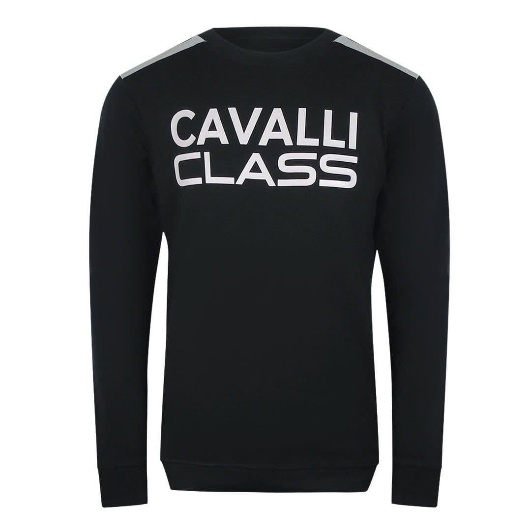 Cavalli Class Cavalli Class Men's Taped Shoulders Black Sweatshirt