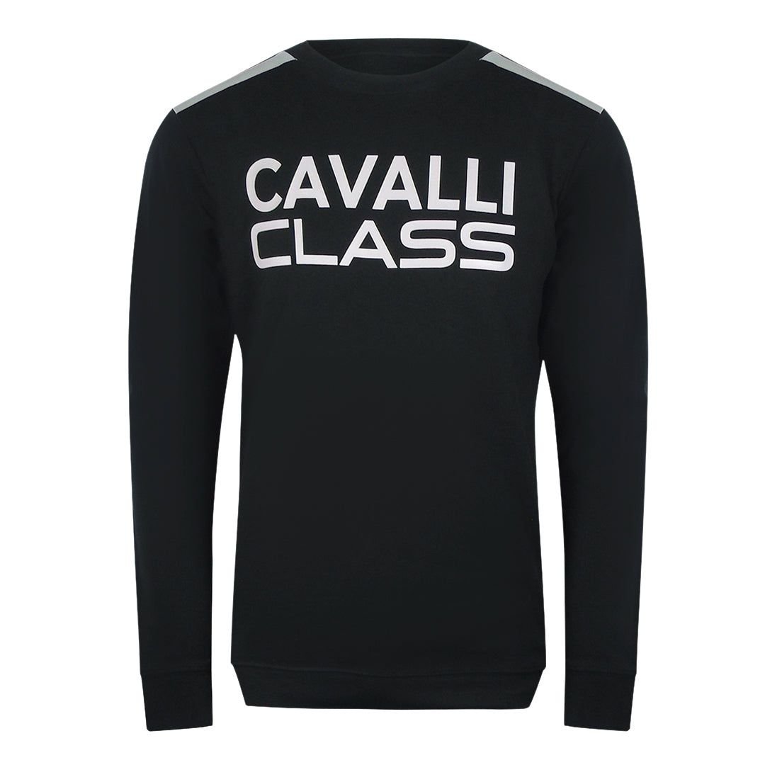 Cavalli Class Cavalli Class Men's Taped Shoulders Black Sweatshirt - 2