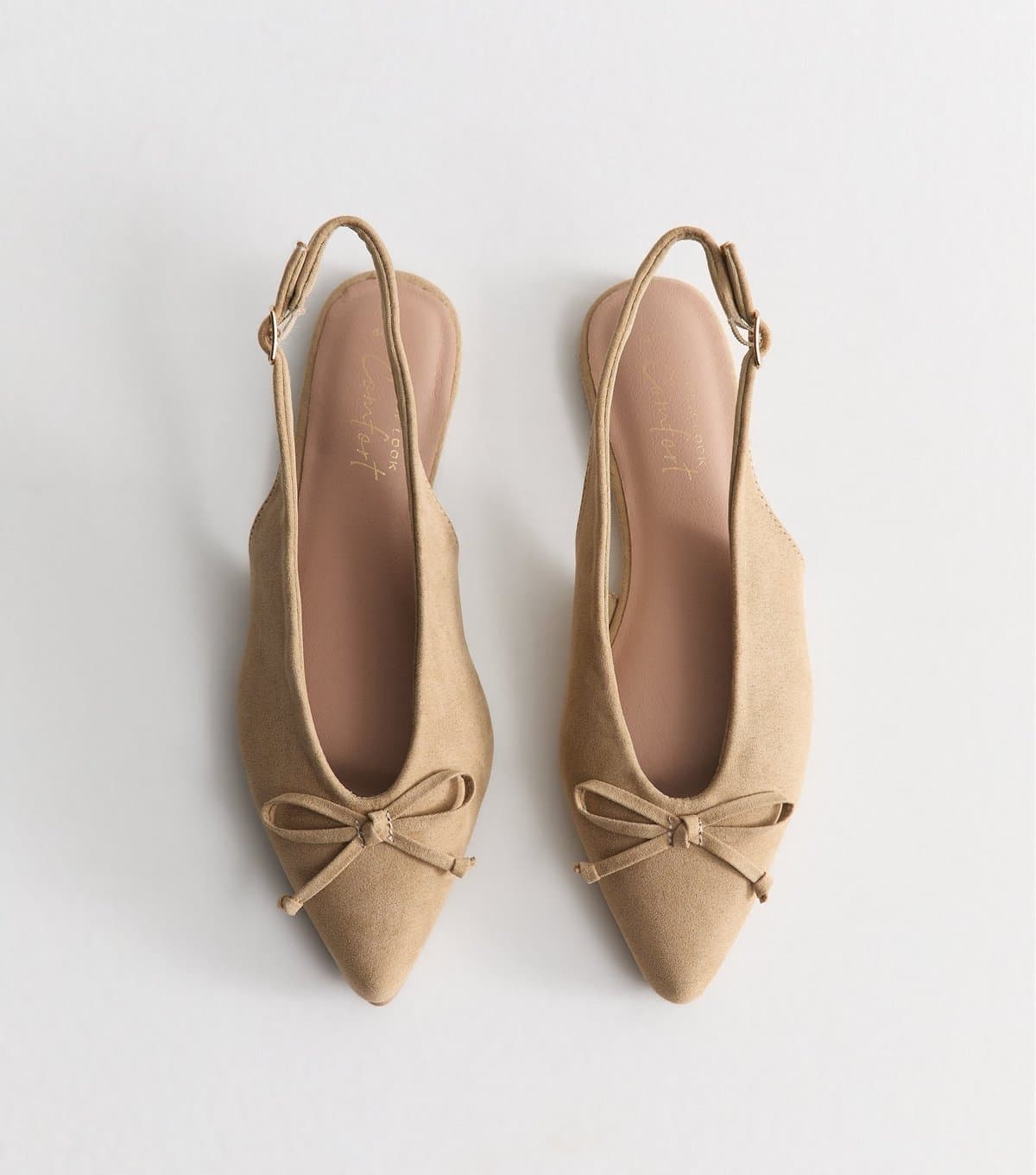 New Look Women's Camel Faux Suede Top Bow Pointed Slingback Pumps New Look